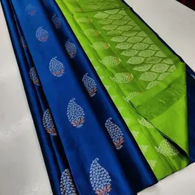Innovative Blue Soft Silk Saree With Scrupulous Blouse Piece