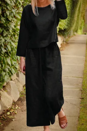 Ivyshape | Airy Blouse & Pants Linen Set