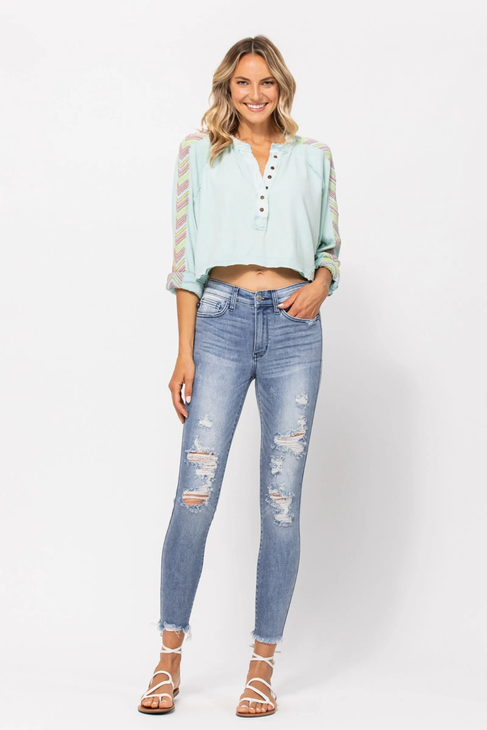 Judy Blue Mid Rise Destroyed Skinny
