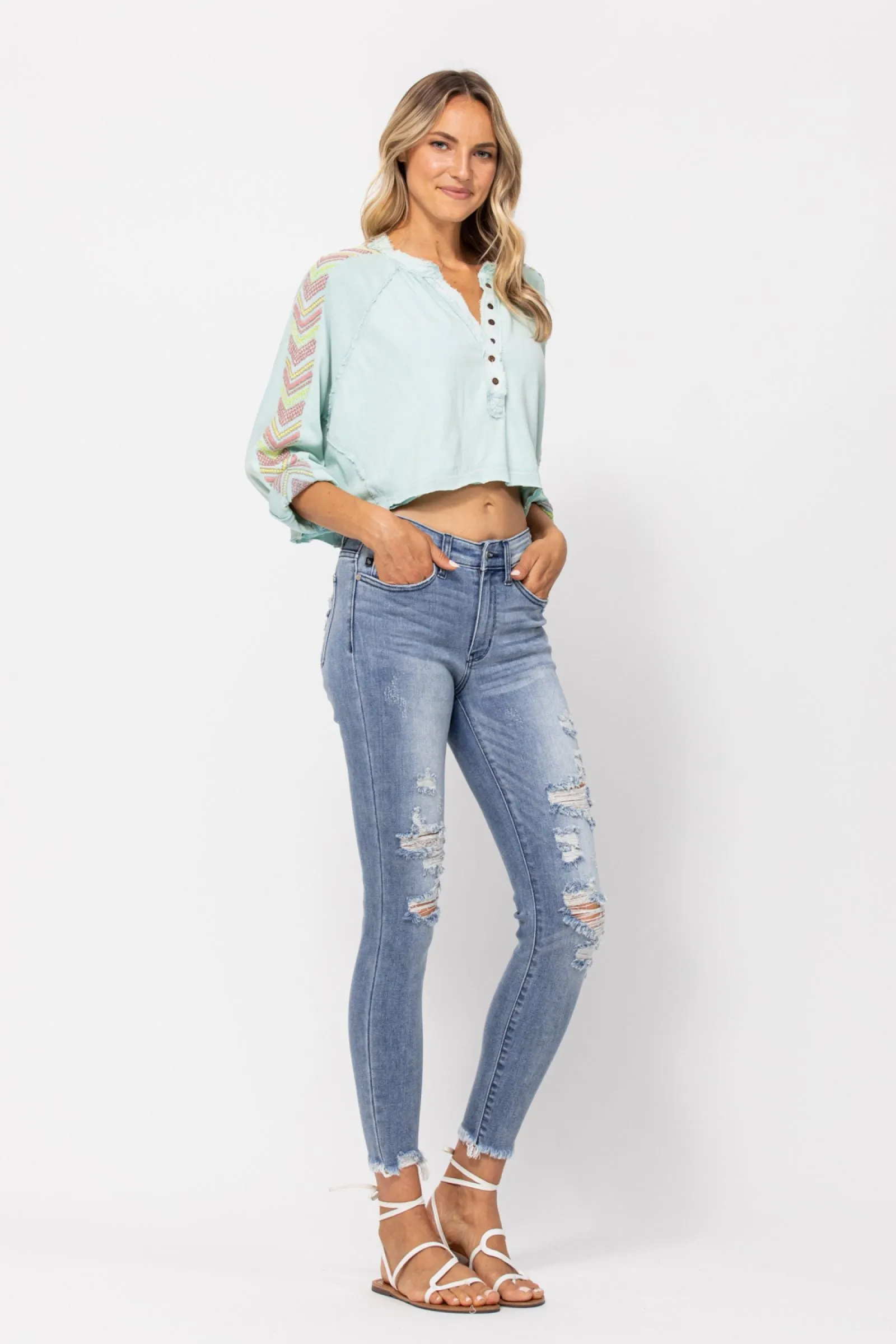 Judy Blue Mid Rise Destroyed Skinny
