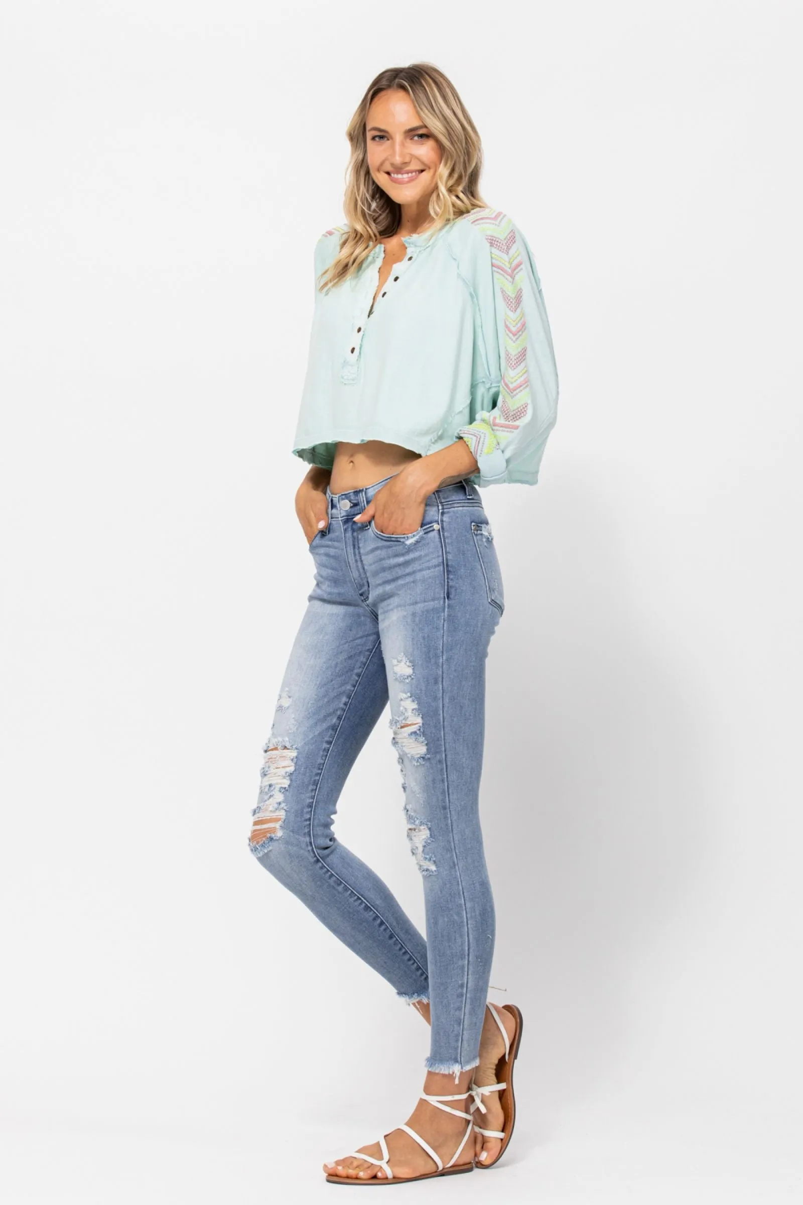 Judy Blue Mid Rise Destroyed Skinny