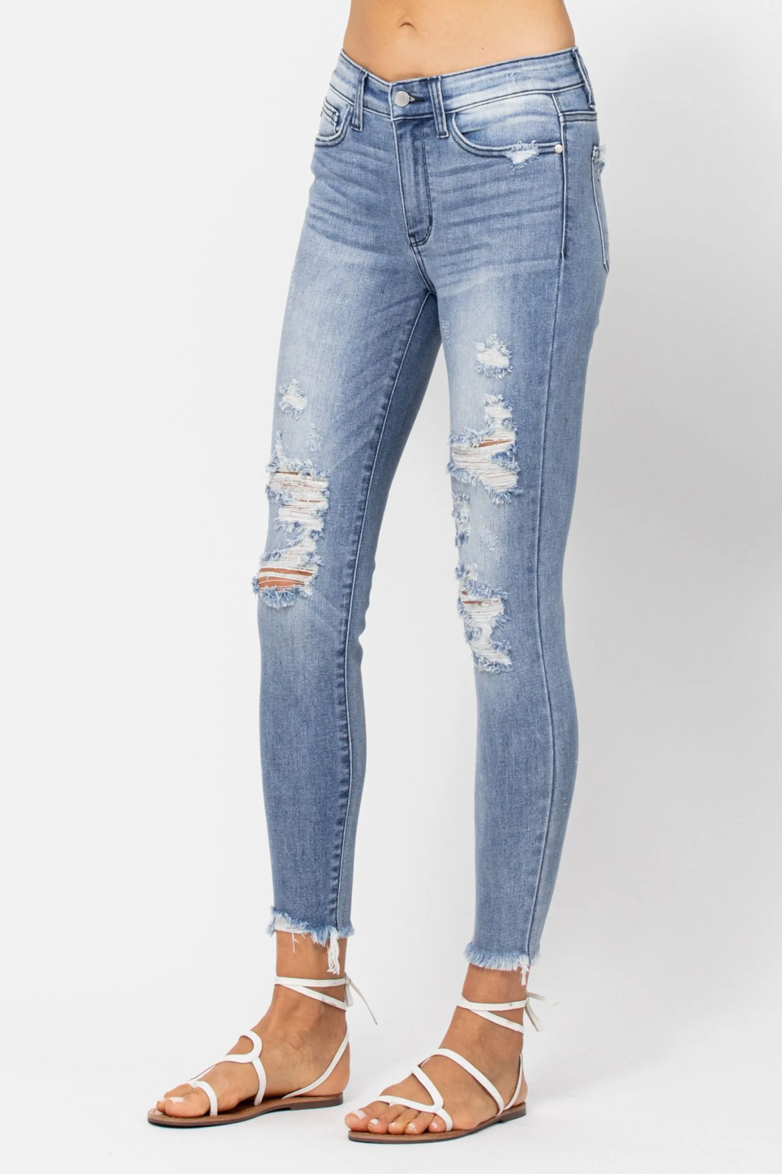 Judy Blue Mid Rise Destroyed Skinny