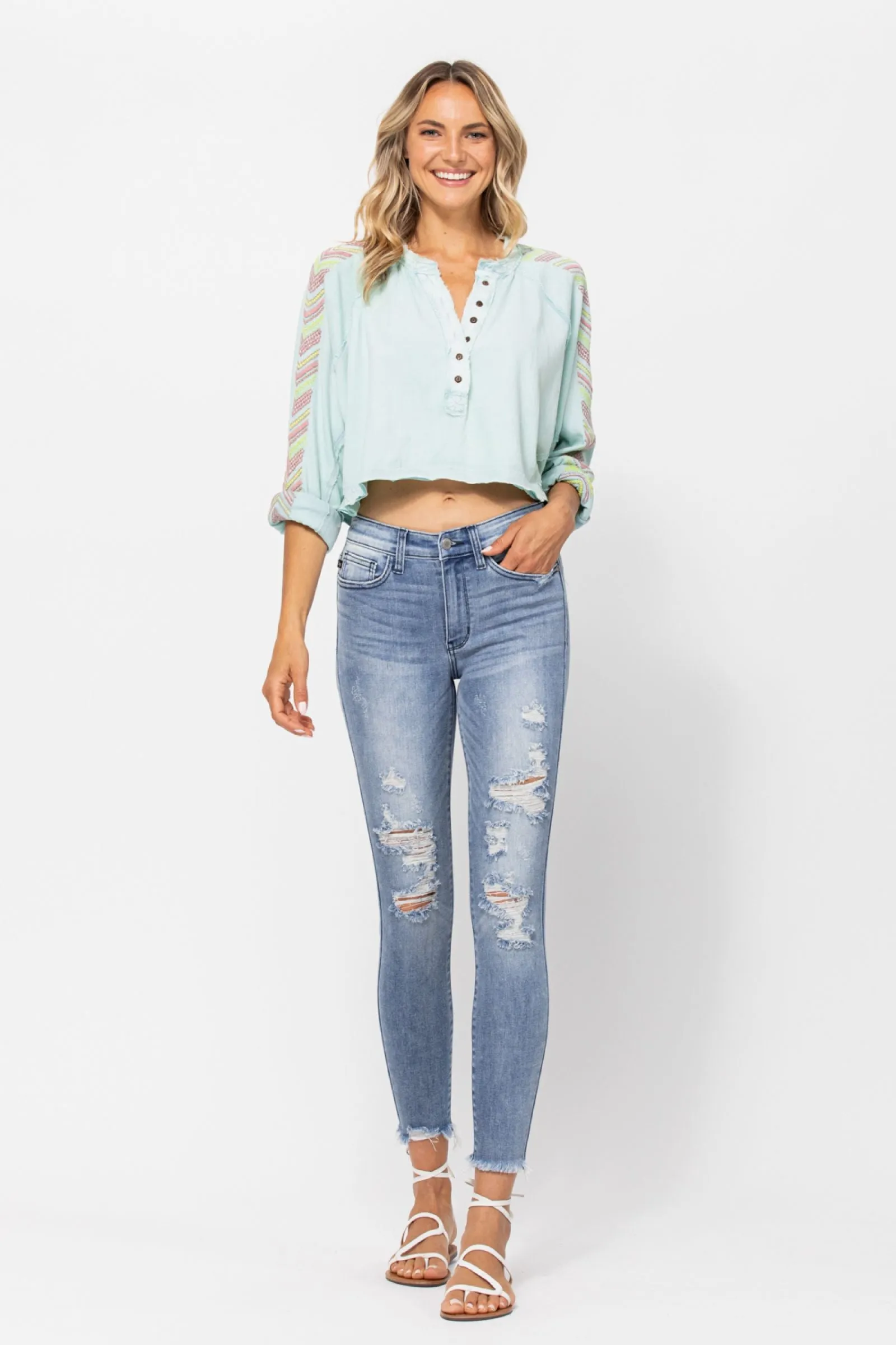 Judy Blue Mid Rise Destroyed Skinny