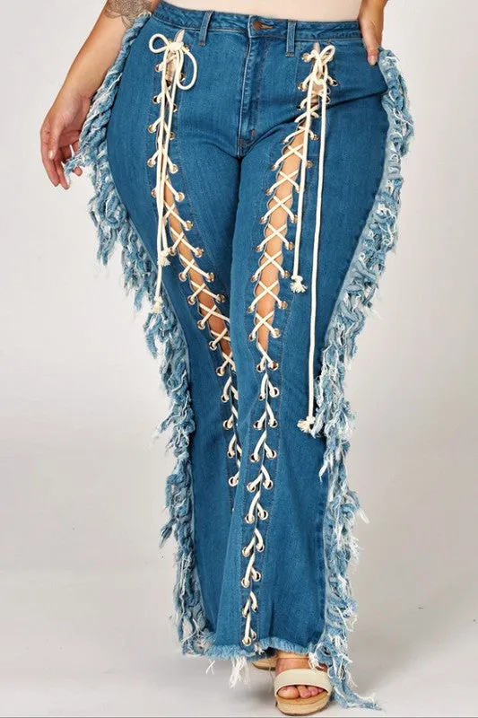 Lace Me Up Curve Flare Jeans