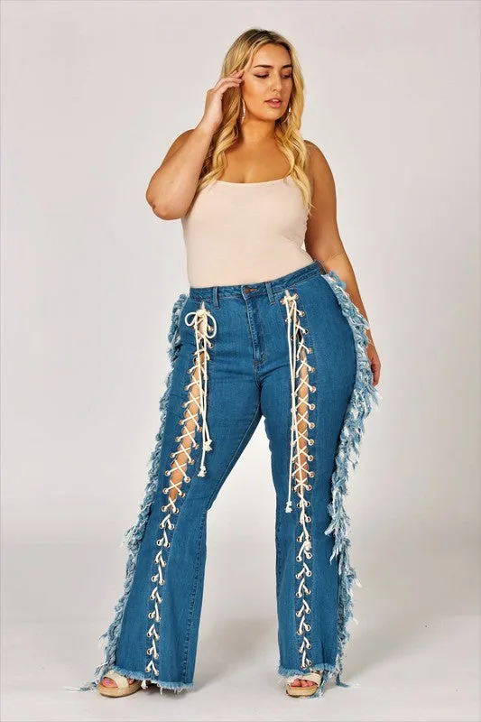 Lace Me Up Curve Flare Jeans
