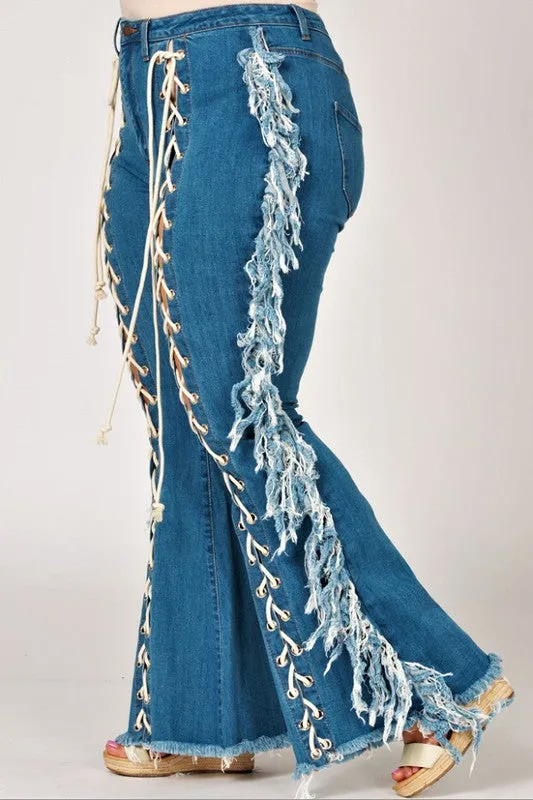 Lace Me Up Curve Flare Jeans