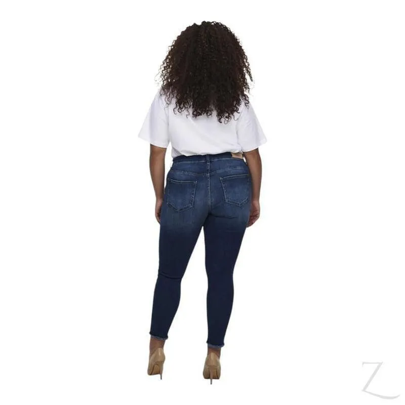 Ladies Super Stretchy Super Skinny Raw Hem Ripped Denim Jeans | Plus Sizes | "Phela"