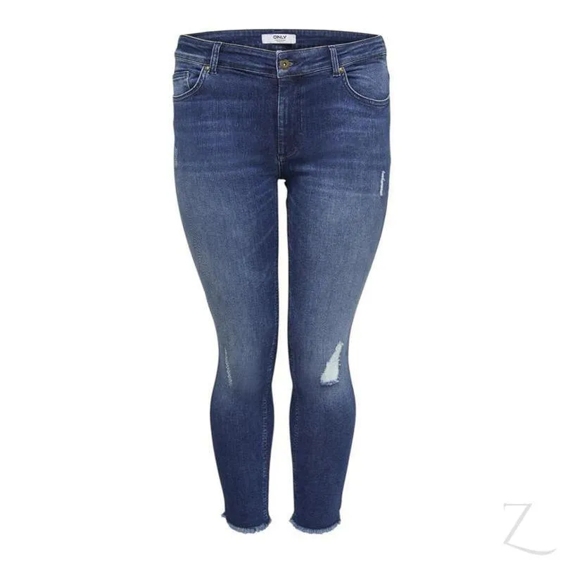 Ladies Super Stretchy Super Skinny Raw Hem Ripped Denim Jeans | Plus Sizes | "Phela"