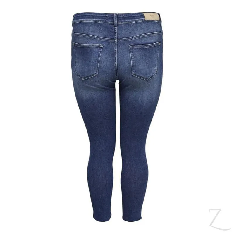 Ladies Super Stretchy Super Skinny Raw Hem Ripped Denim Jeans | Plus Sizes | "Phela"
