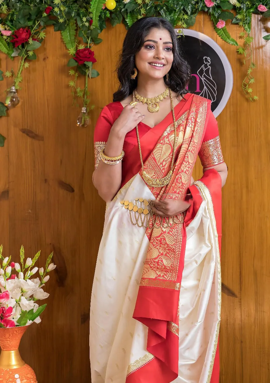 Lassitude Beige Soft Silk Saree With Bucolic Blouse Piece