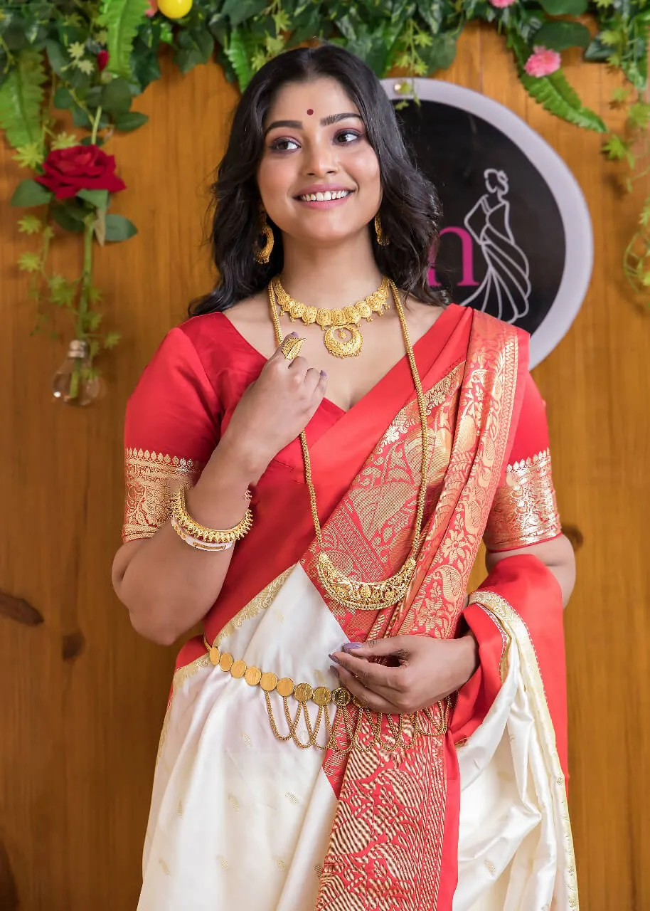 Lassitude Beige Soft Silk Saree With Bucolic Blouse Piece
