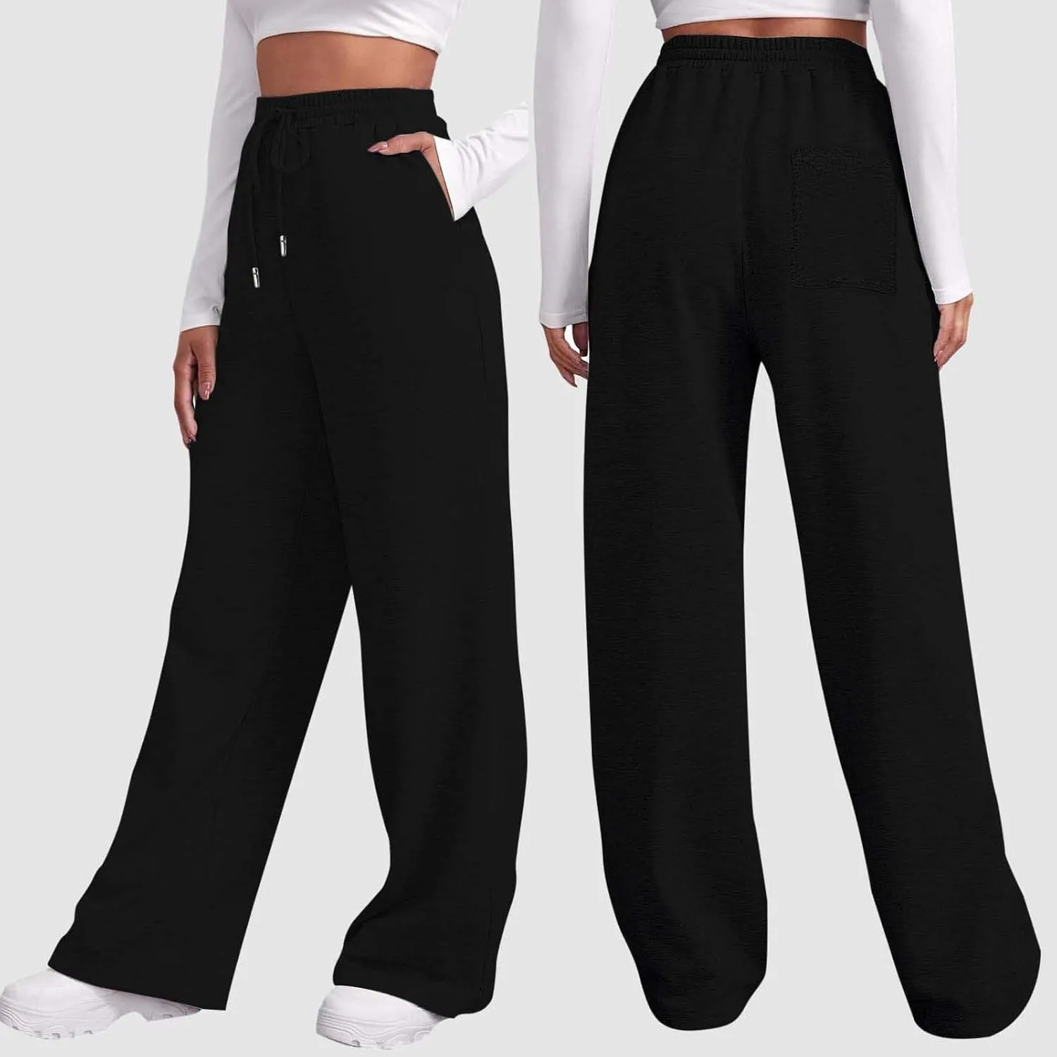 Loose Sweatpants Womens Drawstring Joggers Elastic High Waisted Baggy Sports Pants Workout Yoga Pants with Pocket