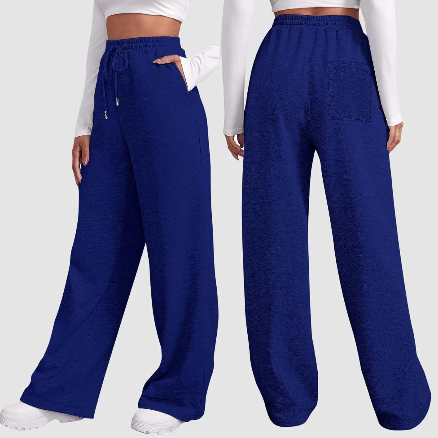 Loose Sweatpants Womens Drawstring Joggers Elastic High Waisted Baggy Sports Pants Workout Yoga Pants with Pocket