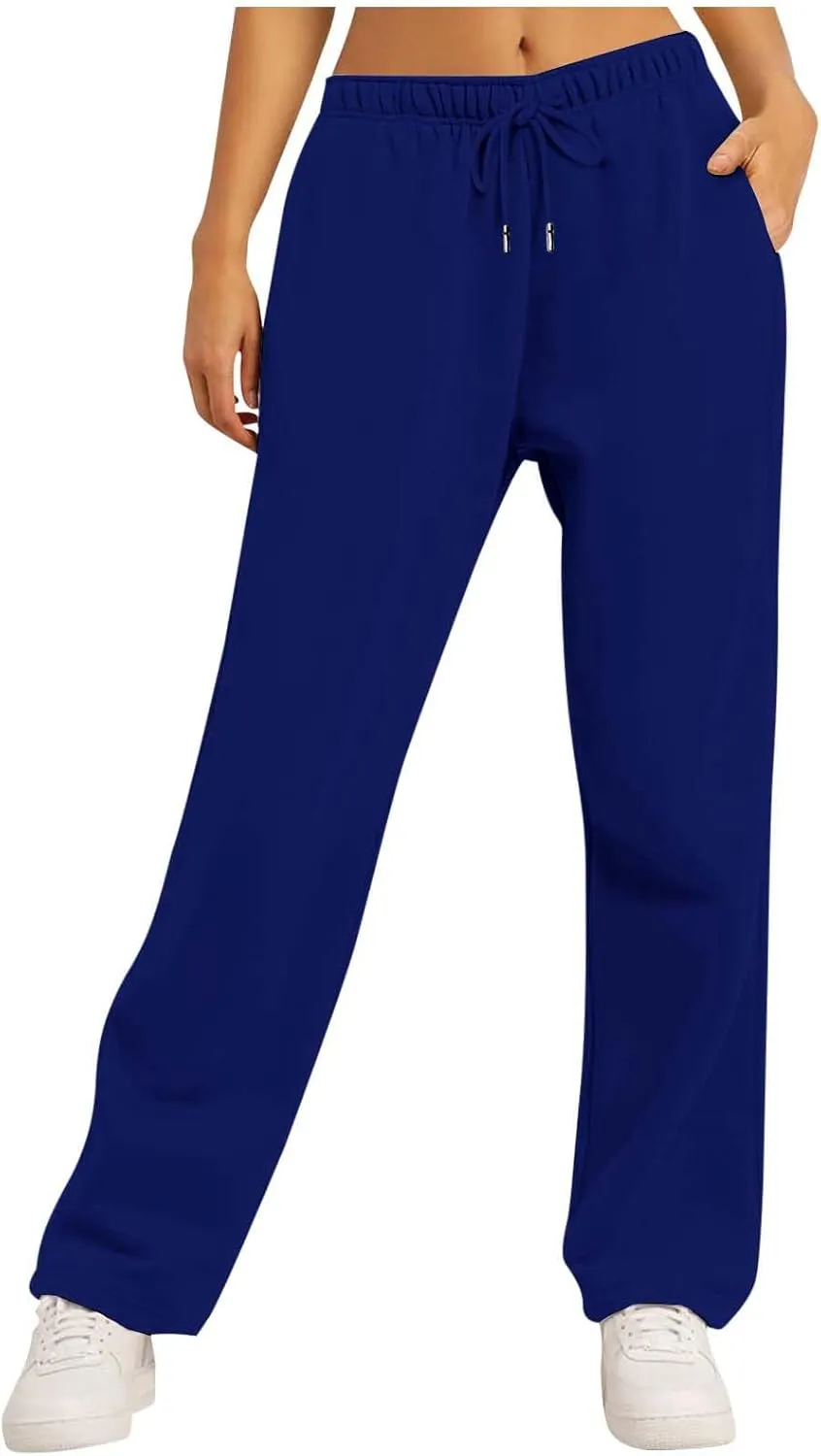 Loose Sweatpants Womens Drawstring Joggers Elastic High Waisted Baggy Sports Pants Workout Yoga Pants with Pocket