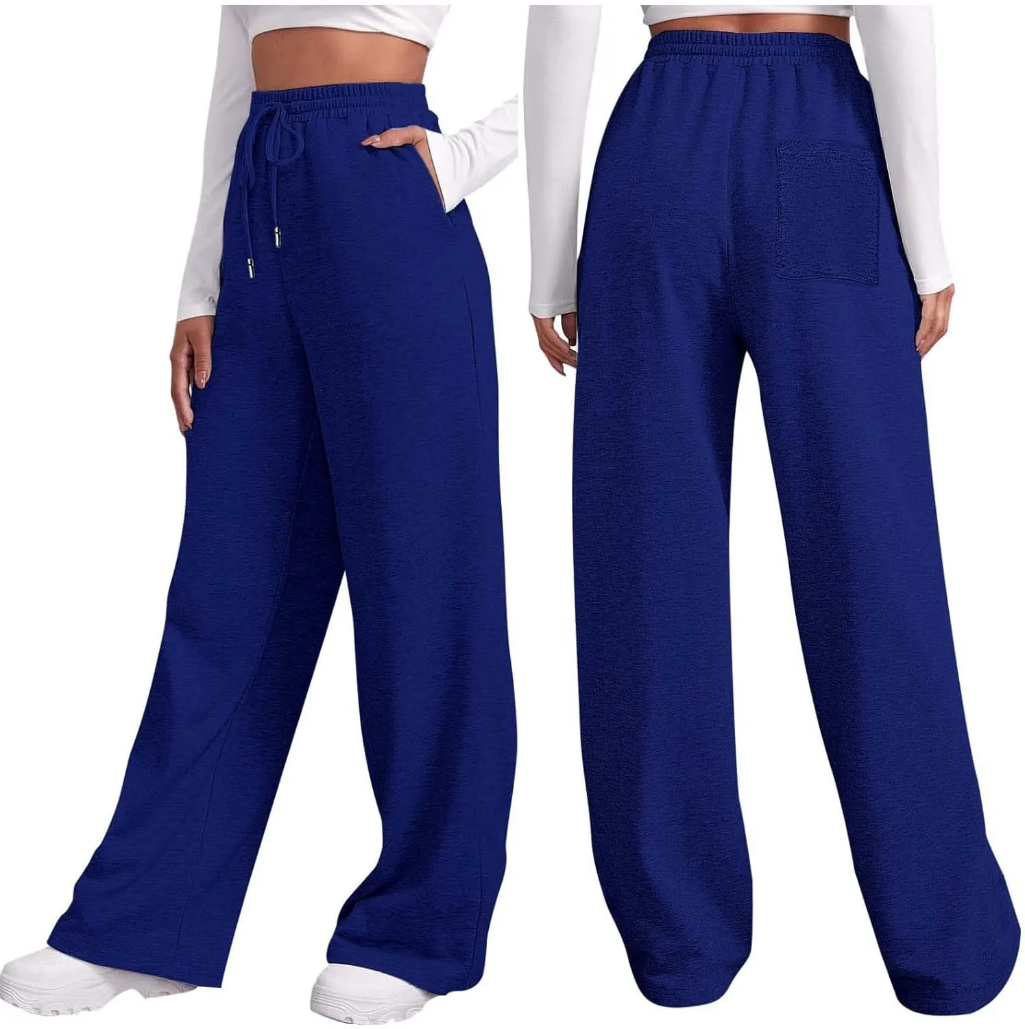Loose Sweatpants Womens Drawstring Joggers Elastic High Waisted Baggy Sports Pants Workout Yoga Pants with Pocket