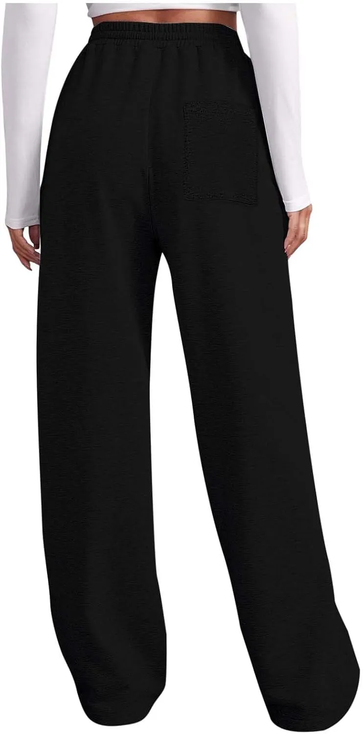 Loose Sweatpants Womens Drawstring Joggers Elastic High Waisted Baggy Sports Pants Workout Yoga Pants with Pocket