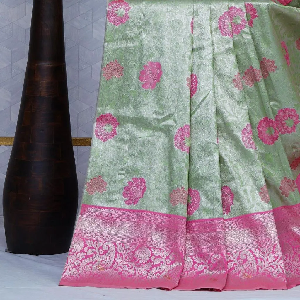 Magnetic Sea Green Soft Silk Saree With Snazzy Blouse Piece