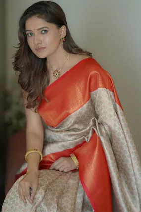 Magnificat Beige Soft Silk Saree With Glittering Blouse Piece