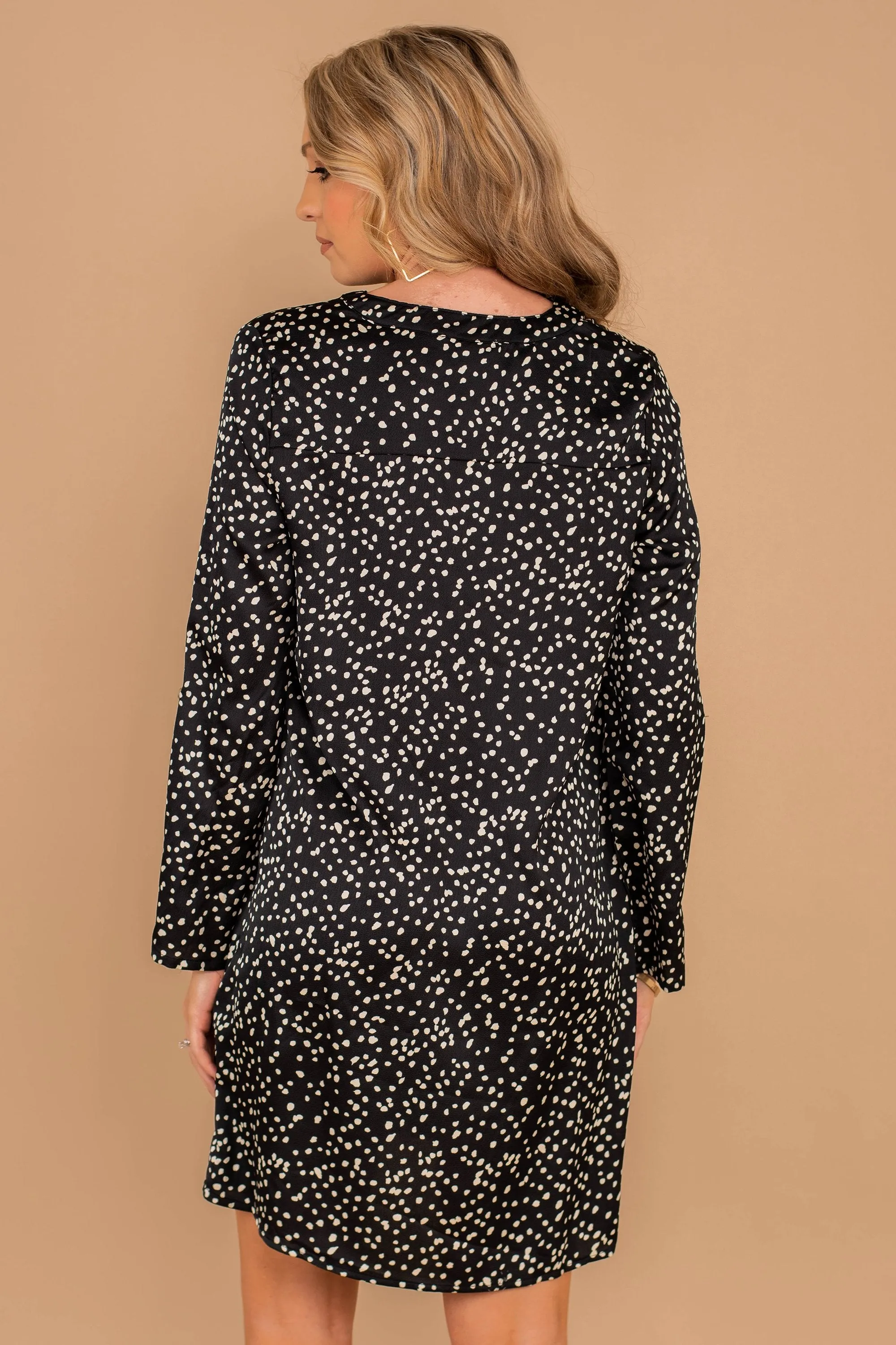 Make The Connection Black Spotted Dress