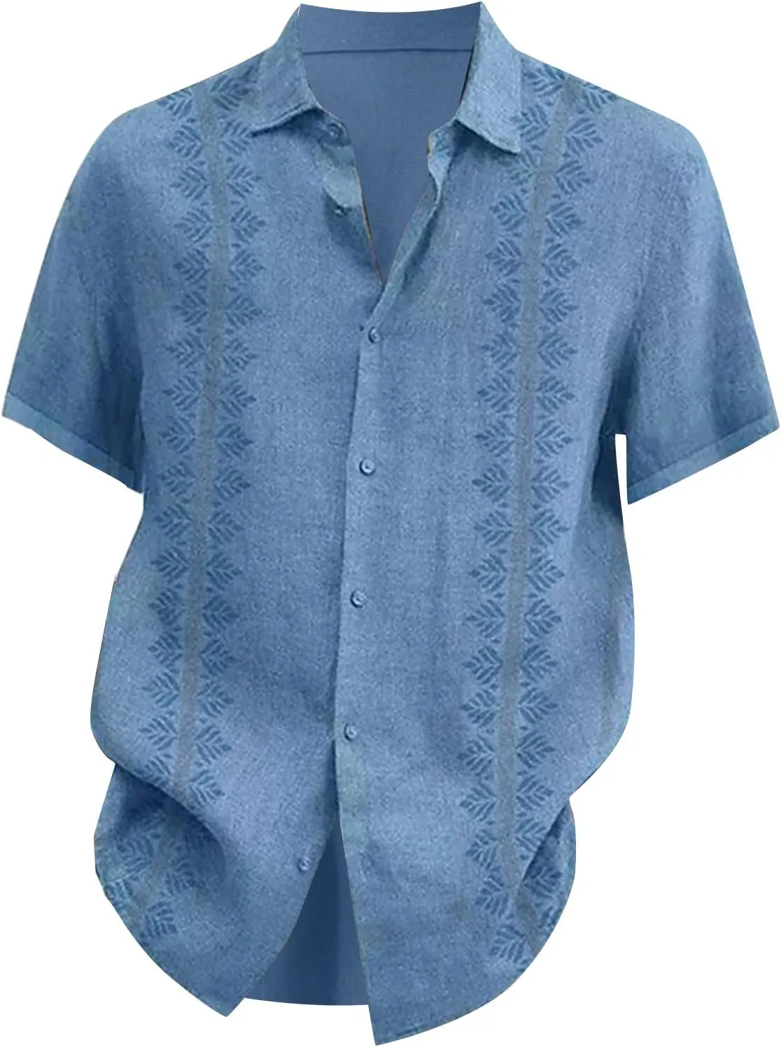 Mens Guayabera Shirt Summer Short Sleeve Cuban Shirt Lightweight Casual Button Down Shirt Travel Beach Tops