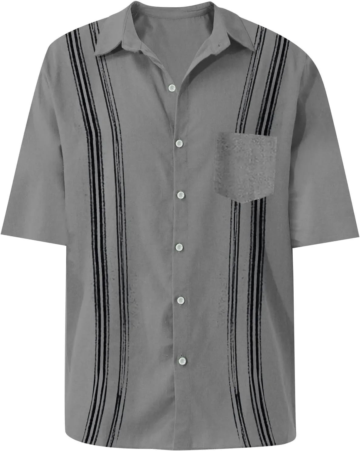 Mens Guayabera Shirt Summer Short Sleeve Cuban Shirt Lightweight Casual Button Down Shirt Travel Beach Tops
