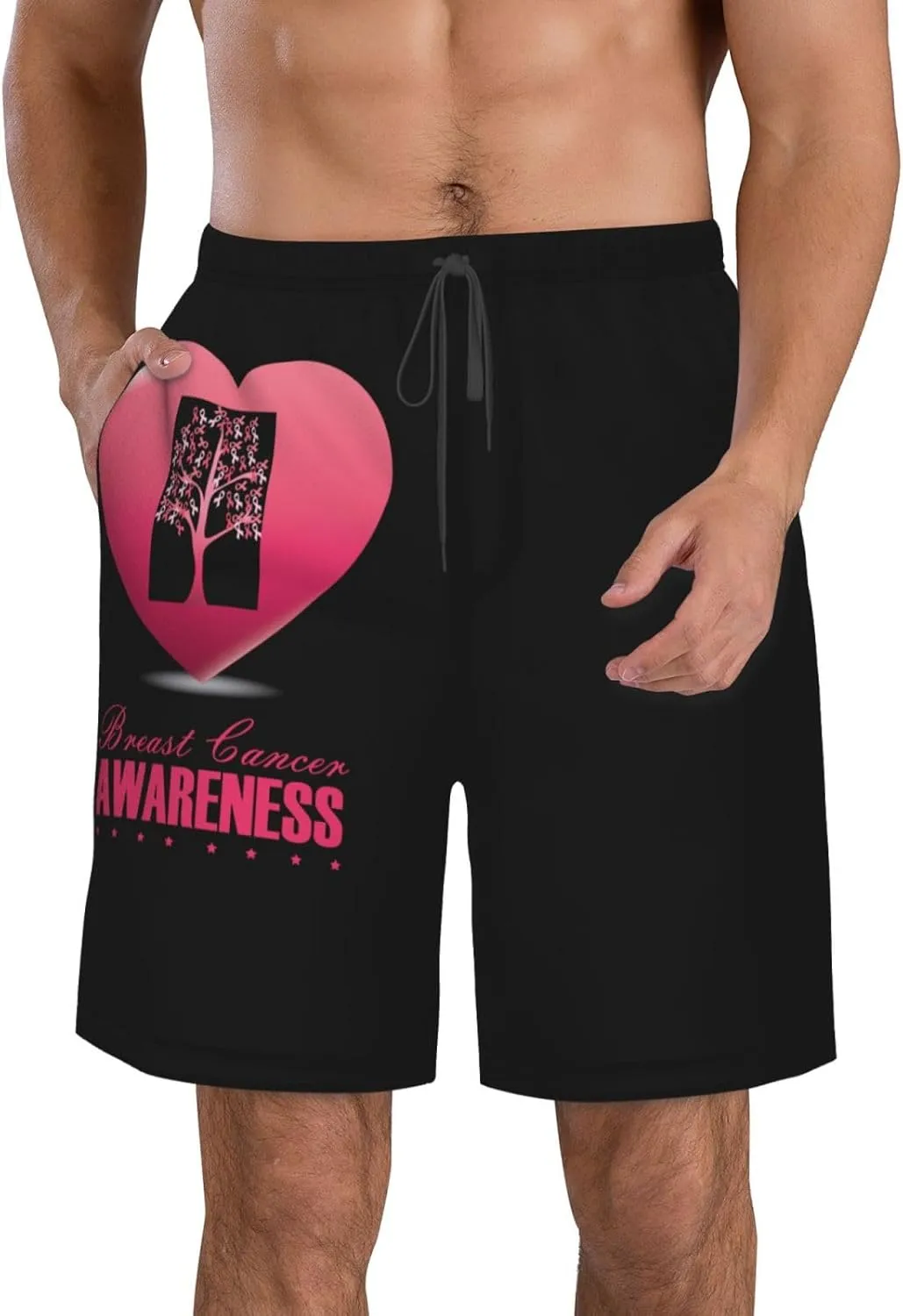 Men's Swim Trunks Beach Shorts Drawstring Quick Dry Running Shorts Comfortable Loose Gym Shorts Swimsuit Pants with Pockets