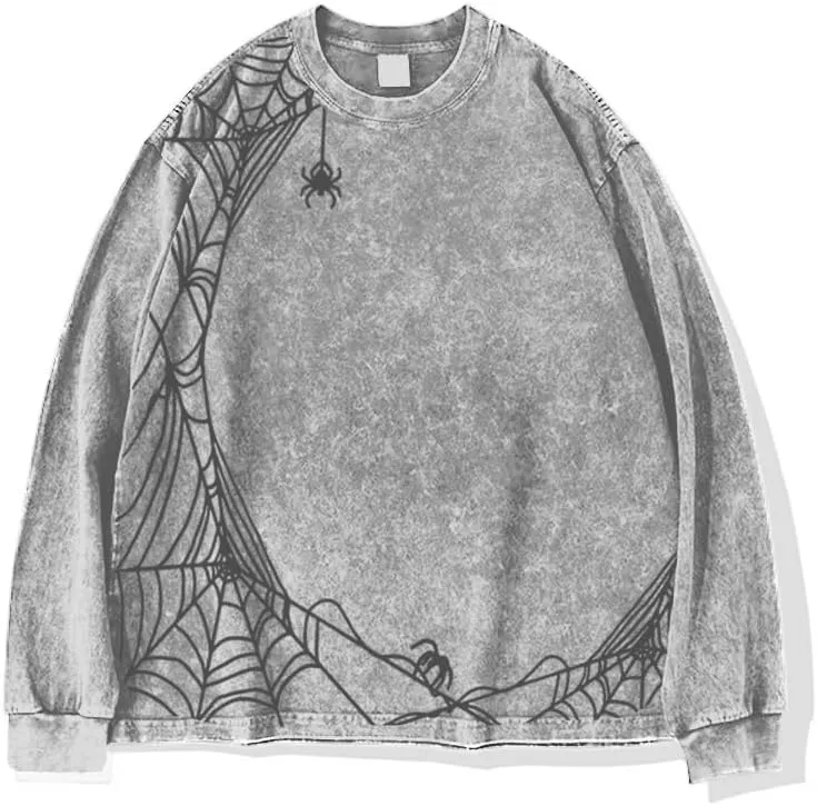 Mens Y2K Oversized Long Sleeve Tee Shirts Unisex Vintage Acid Washed Tee Casual Streetwear Tops