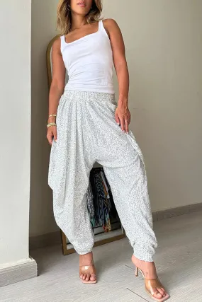 National Customs Sequin Elastic Waist Loose Harem Pants
