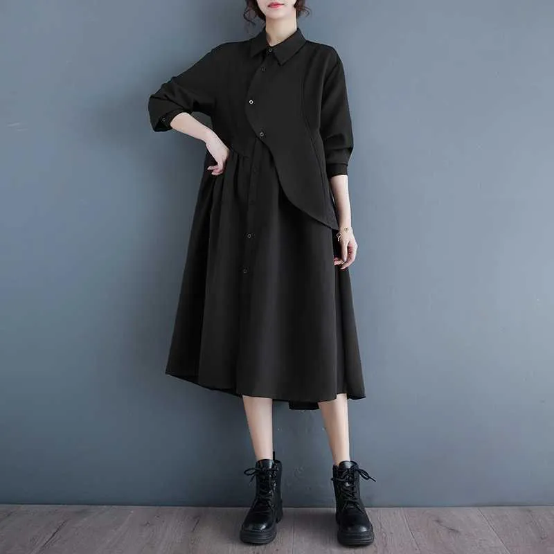 Niche Hepburn Wind Black Shirt Dress