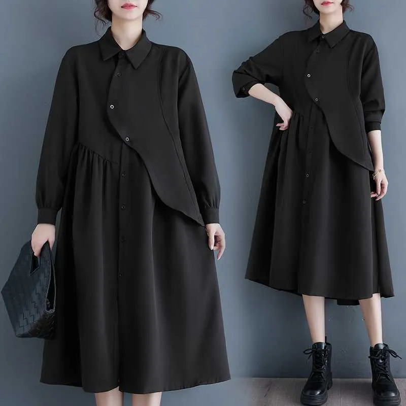 Niche Hepburn Wind Black Shirt Dress