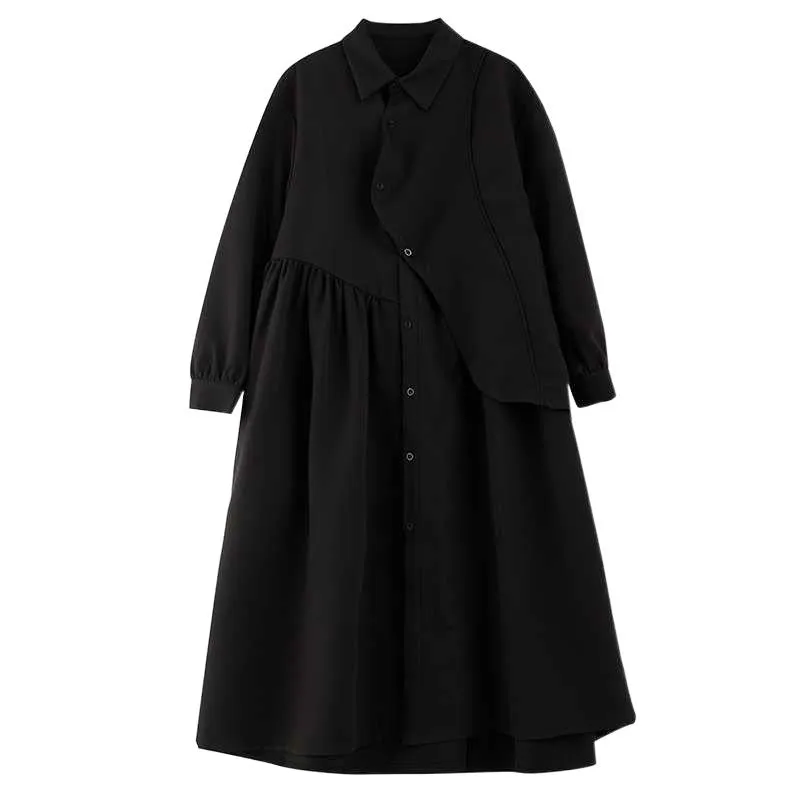Niche Hepburn Wind Black Shirt Dress