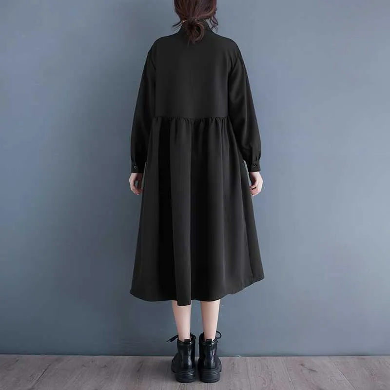 Niche Hepburn Wind Black Shirt Dress