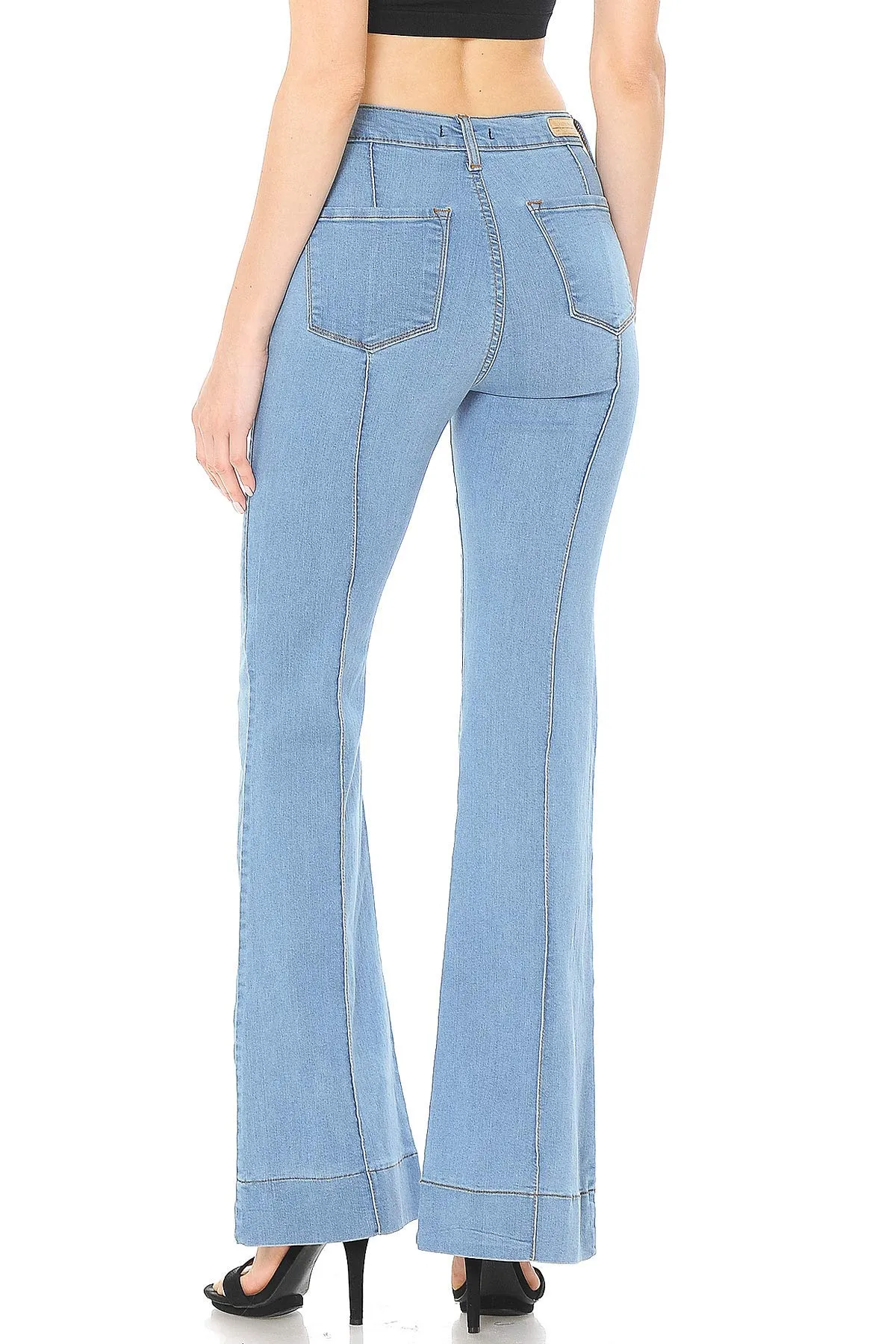 Pin Tuck Bell Bottom Jeans