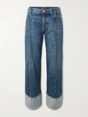 Pintucked mid-rise straight-leg jeans