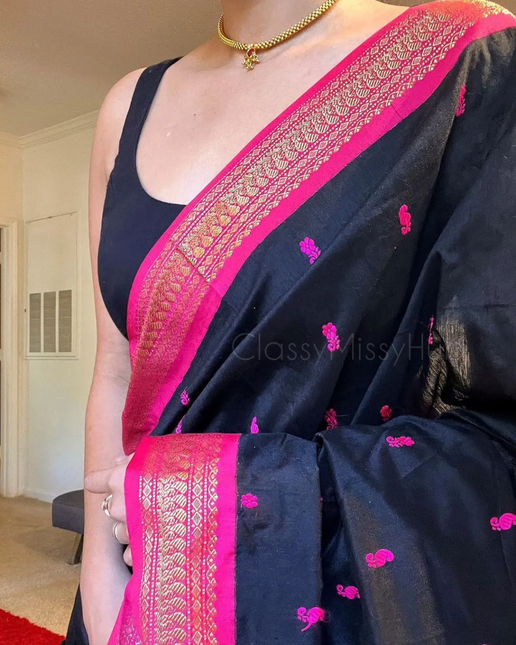 Pleasant Black Soft Silk Saree With Delightful Blouse Piece