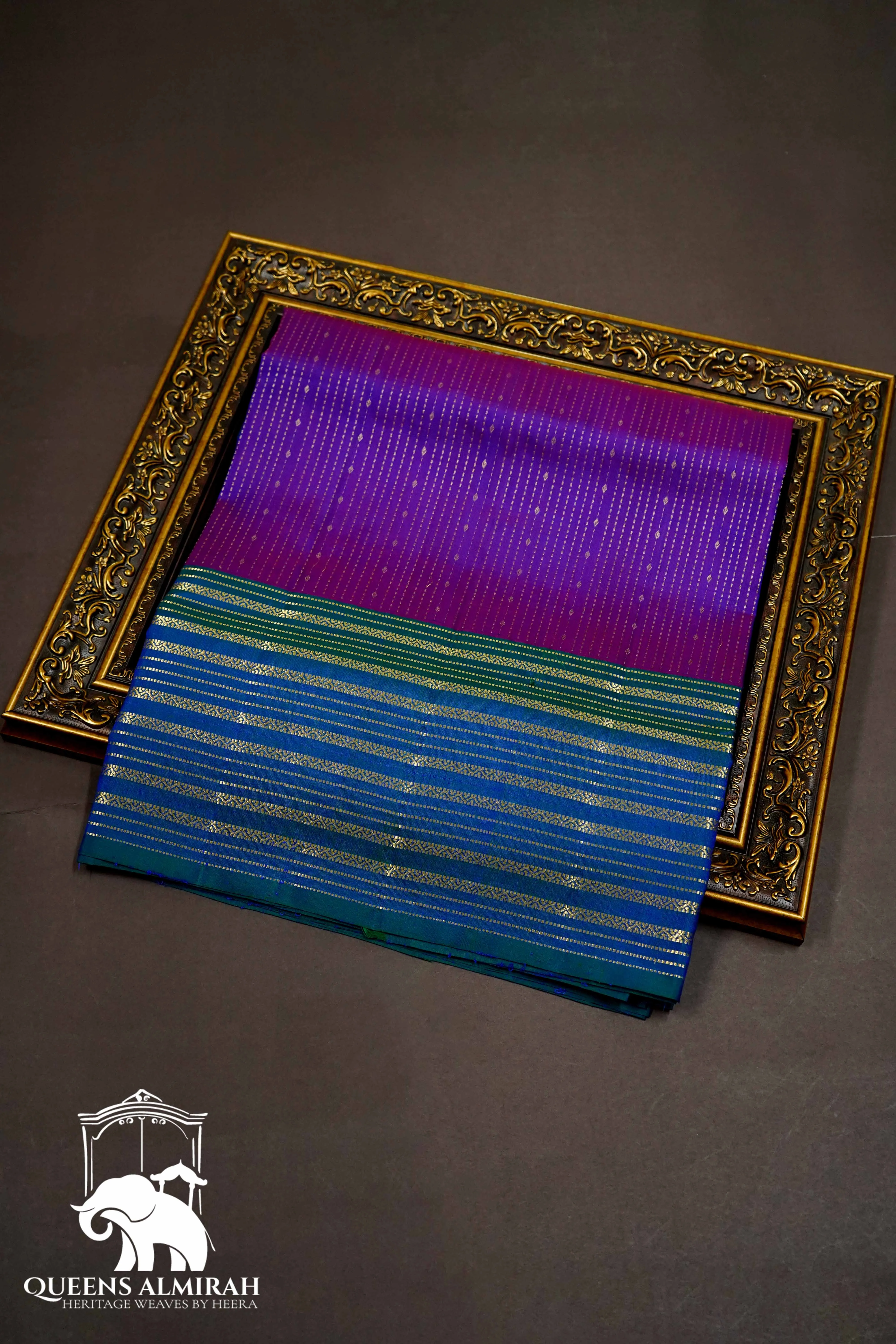 ROYAL PURPLE WITH LAPIS BLUE SOFT SILK SAREE