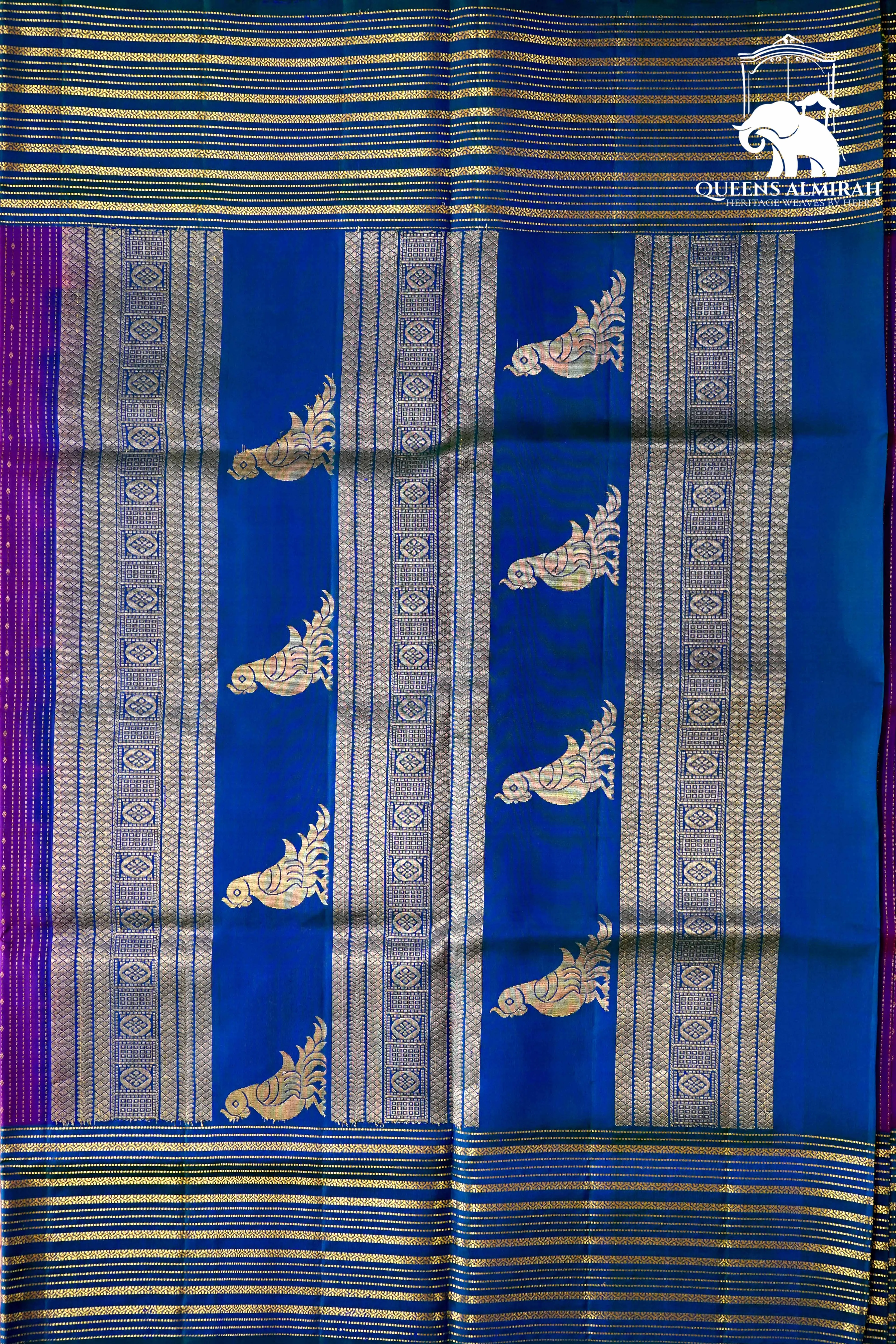ROYAL PURPLE WITH LAPIS BLUE SOFT SILK SAREE