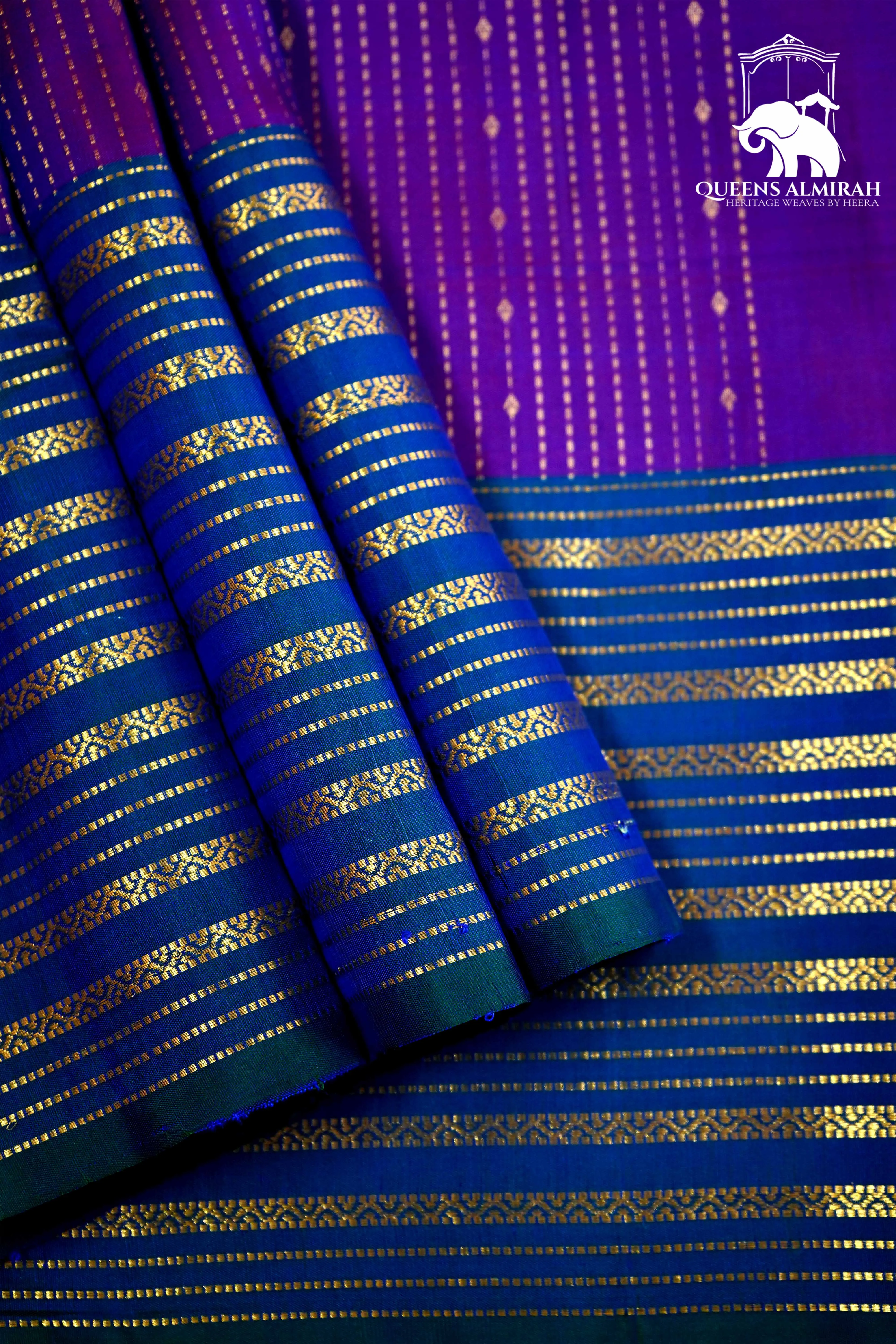 ROYAL PURPLE WITH LAPIS BLUE SOFT SILK SAREE