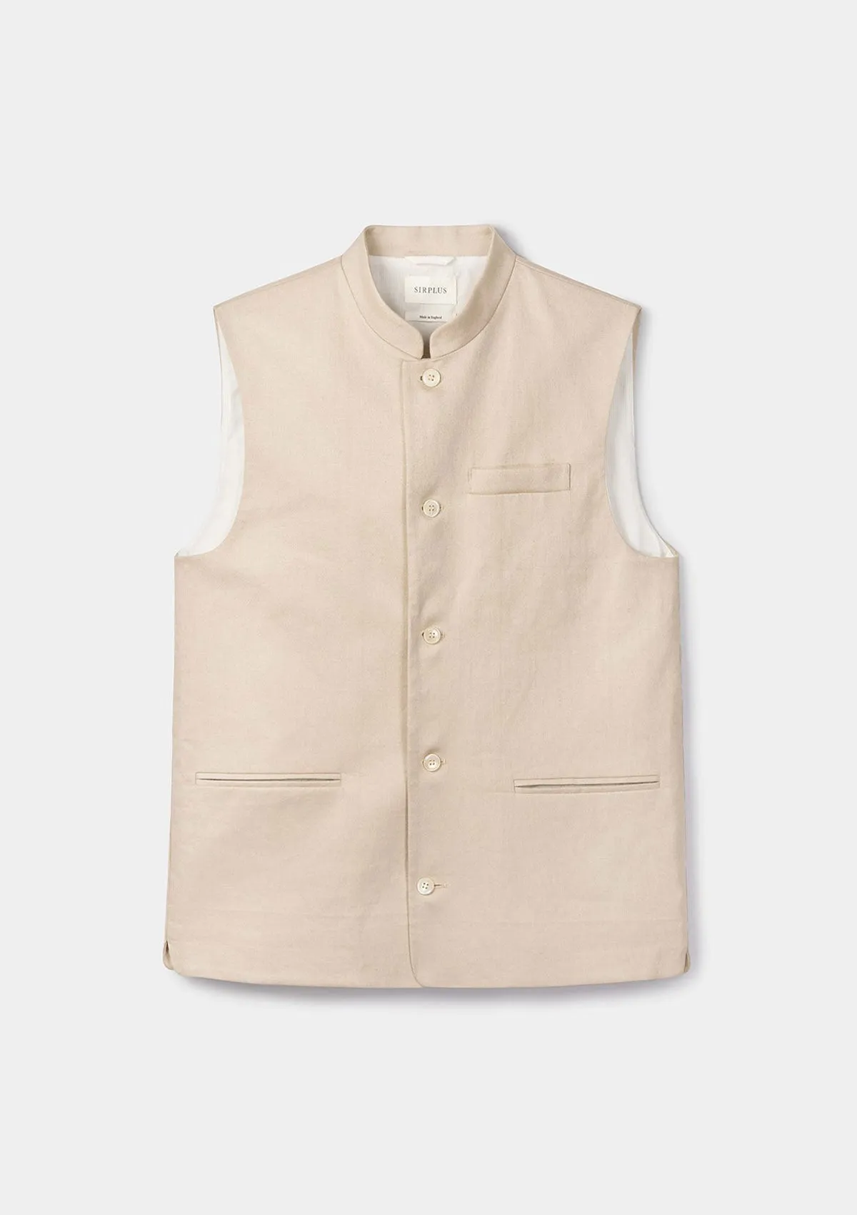 Sand Cotton Linen Nehru Waistcoat