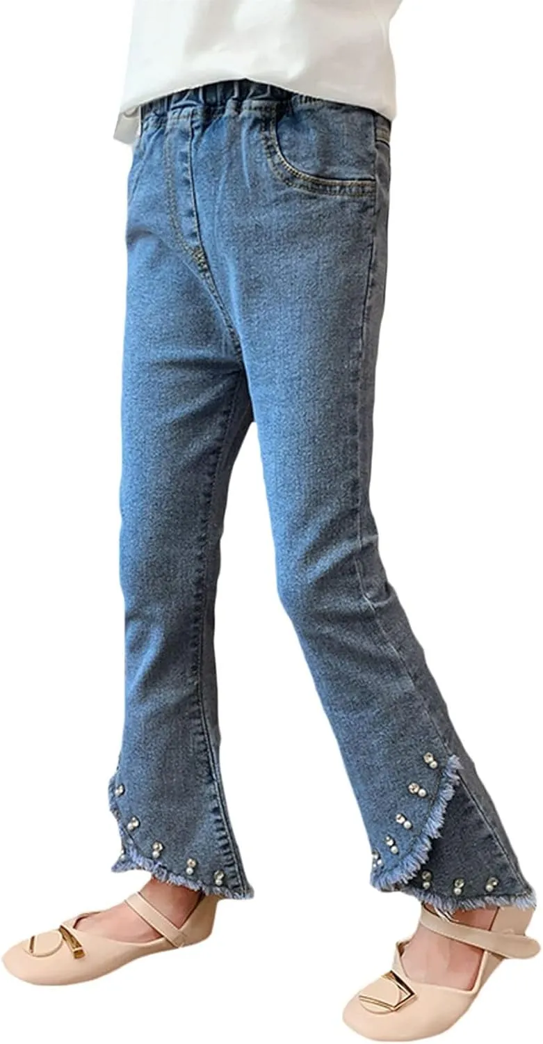 SANGTREE Girls Stretchy Bootcut Jeans,3-13 Years