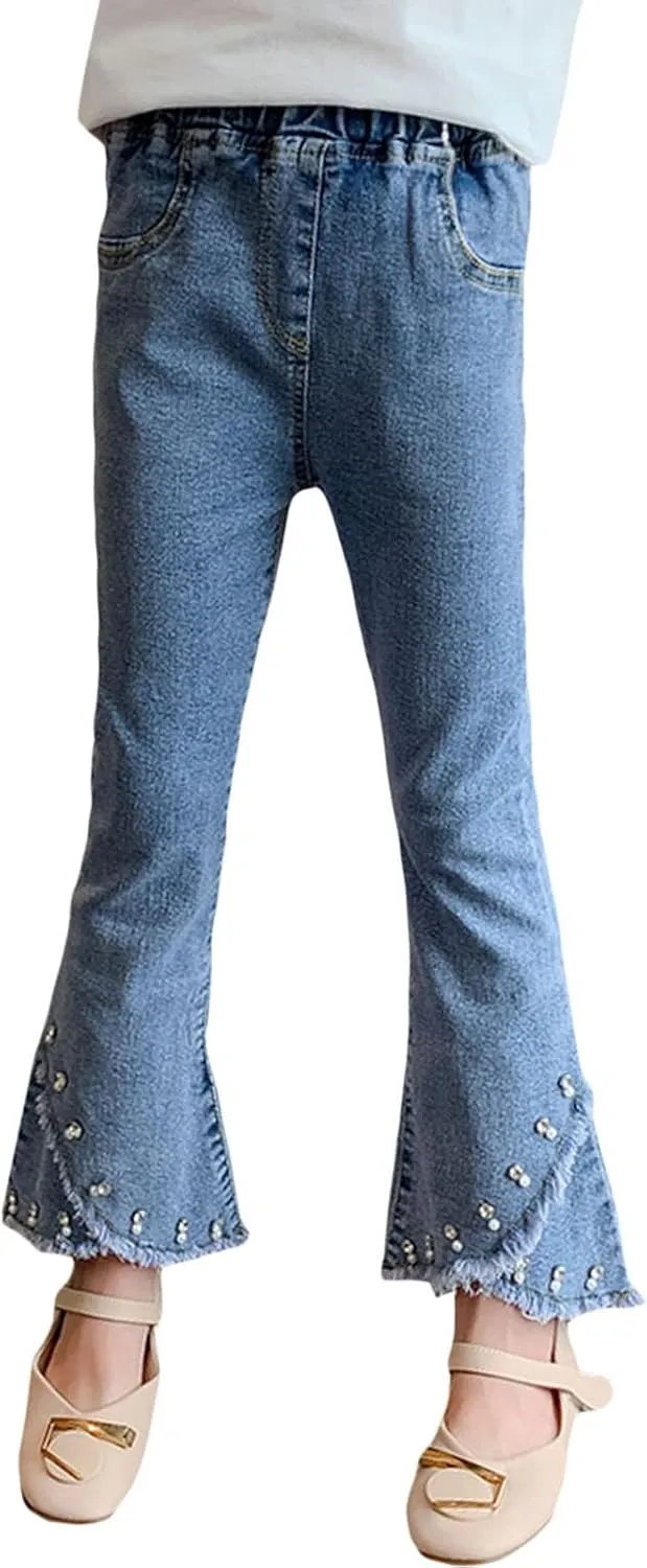 SANGTREE Girls Stretchy Bootcut Jeans,3-13 Years