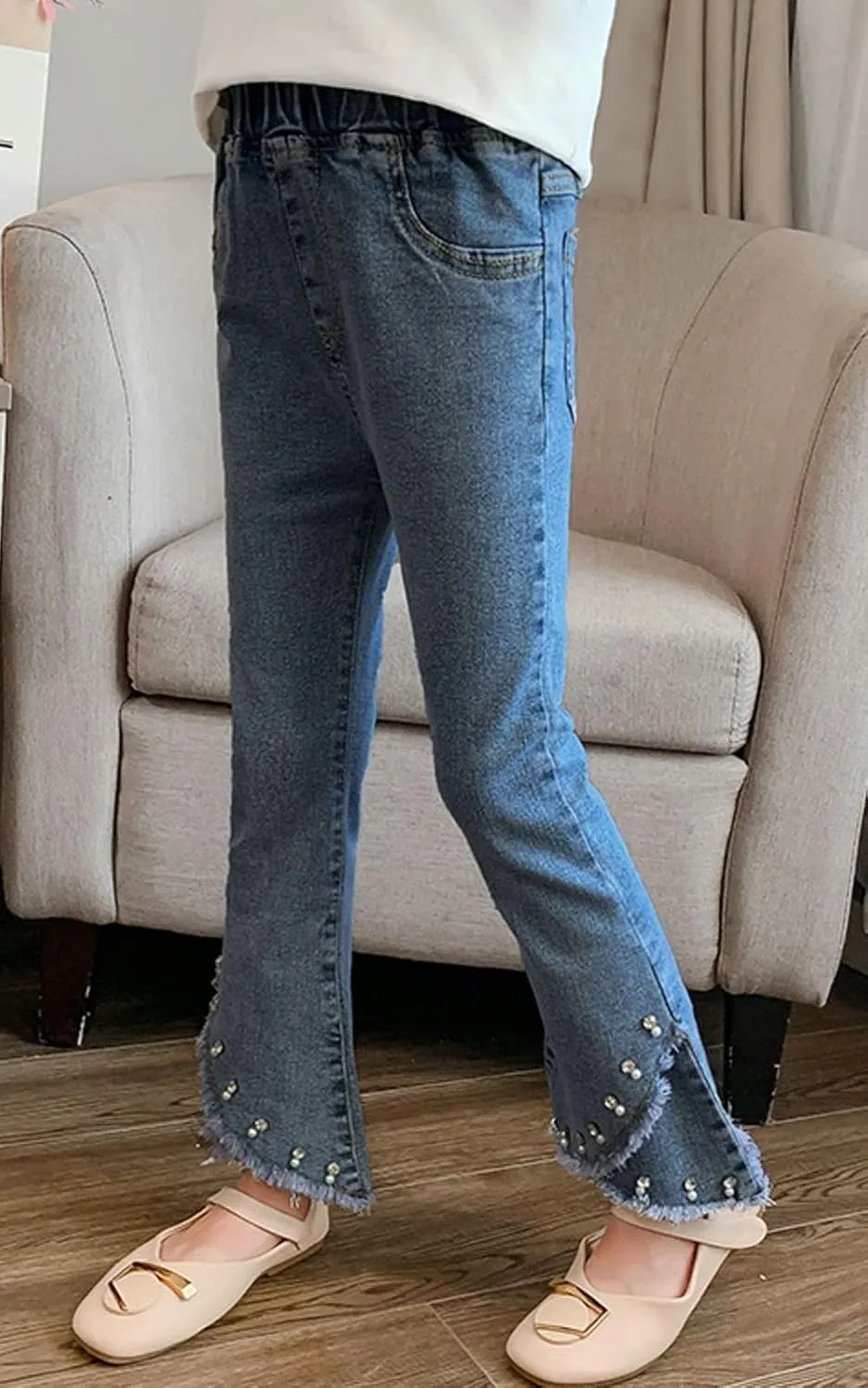 SANGTREE Girls Stretchy Bootcut Jeans,3-13 Years