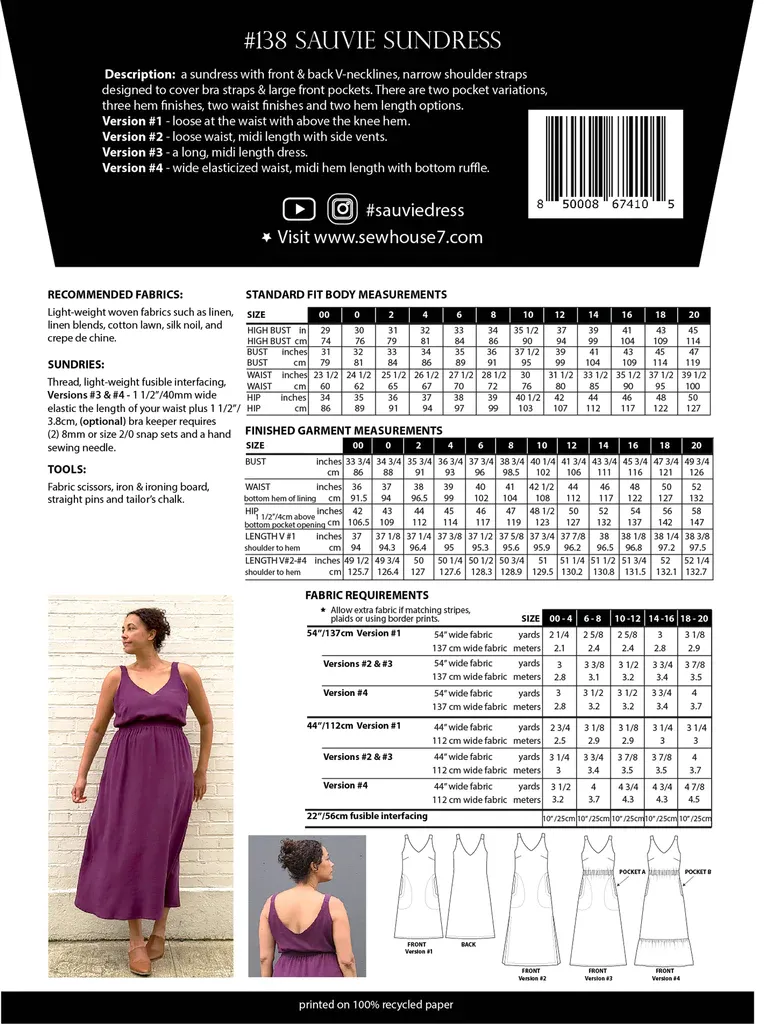 Sew House Seven- Suavie Sundress (sizes 00-34)