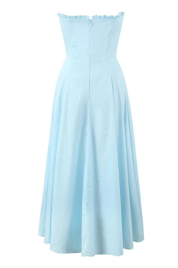 Sexy Corset Sweetheart Strapless High Waist Split Two Piece Midi Sundress