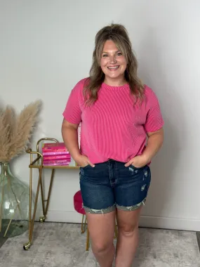 Shift Soft Ribbed Top - Fuschia