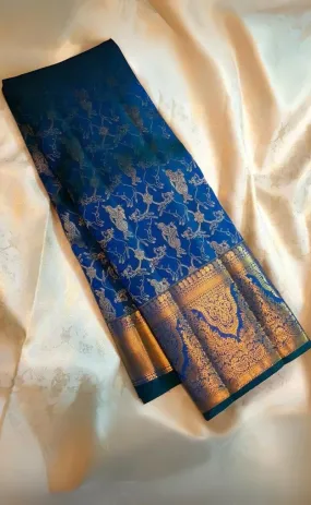 Smart Blue Soft Silk Saree With Beautiful Blouse Piece