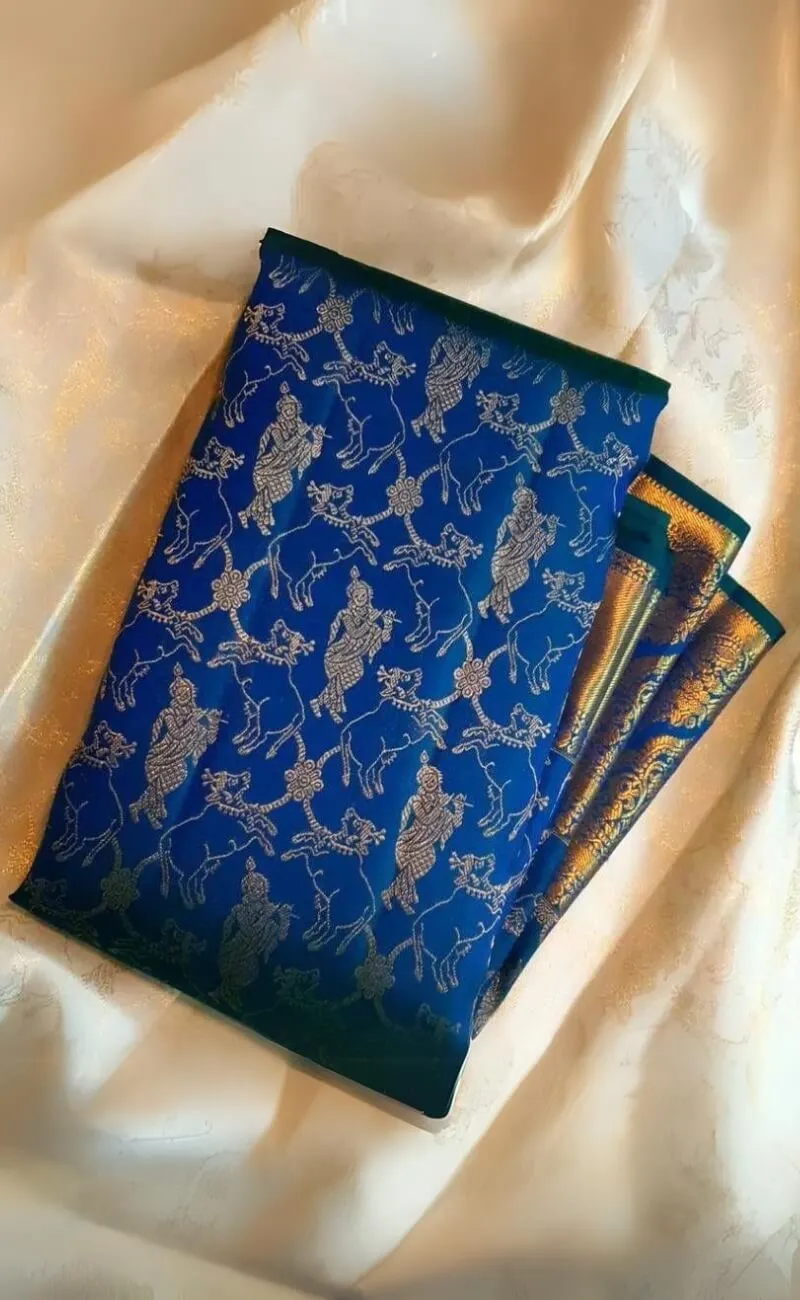 Smart Blue Soft Silk Saree With Beautiful Blouse Piece