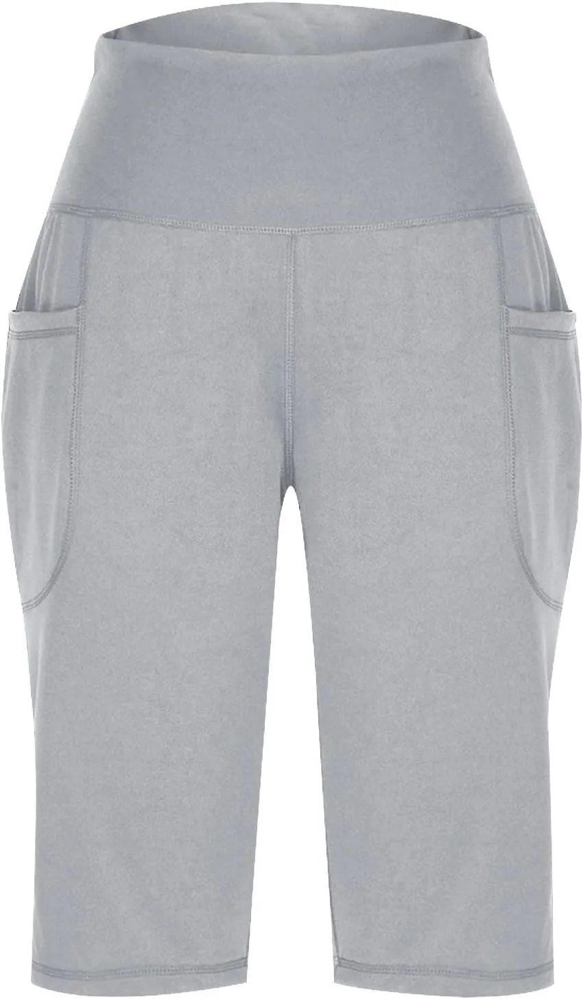 Sports Shorts for Women Casual Loose Pocketed Comfortable High-Waisted Knee High Fitted Casual Stretchy Athletic Pant