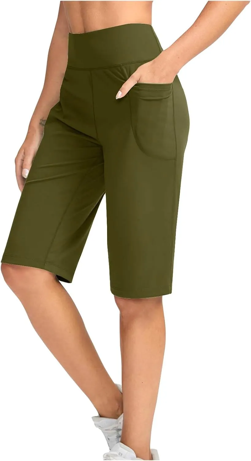 Sports Shorts for Women Casual Loose Pocketed Comfortable High-Waisted Knee High Fitted Casual Stretchy Athletic Pant