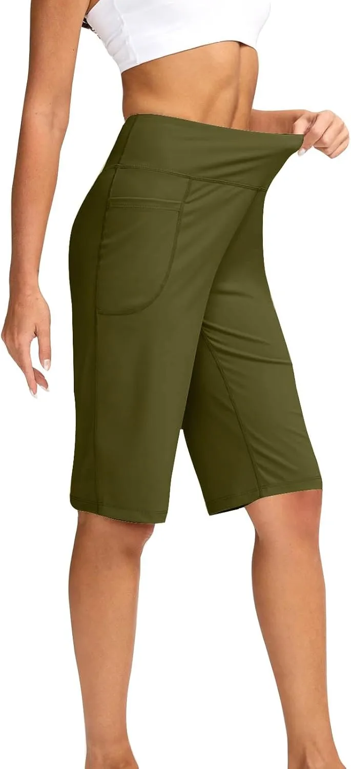 Sports Shorts for Women Casual Loose Pocketed Comfortable High-Waisted Knee High Fitted Casual Stretchy Athletic Pant